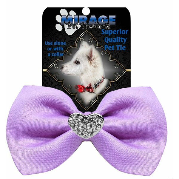 Mirage Pet Products Crystal Heart Widget Pet BowtieLavender 47-53 LV